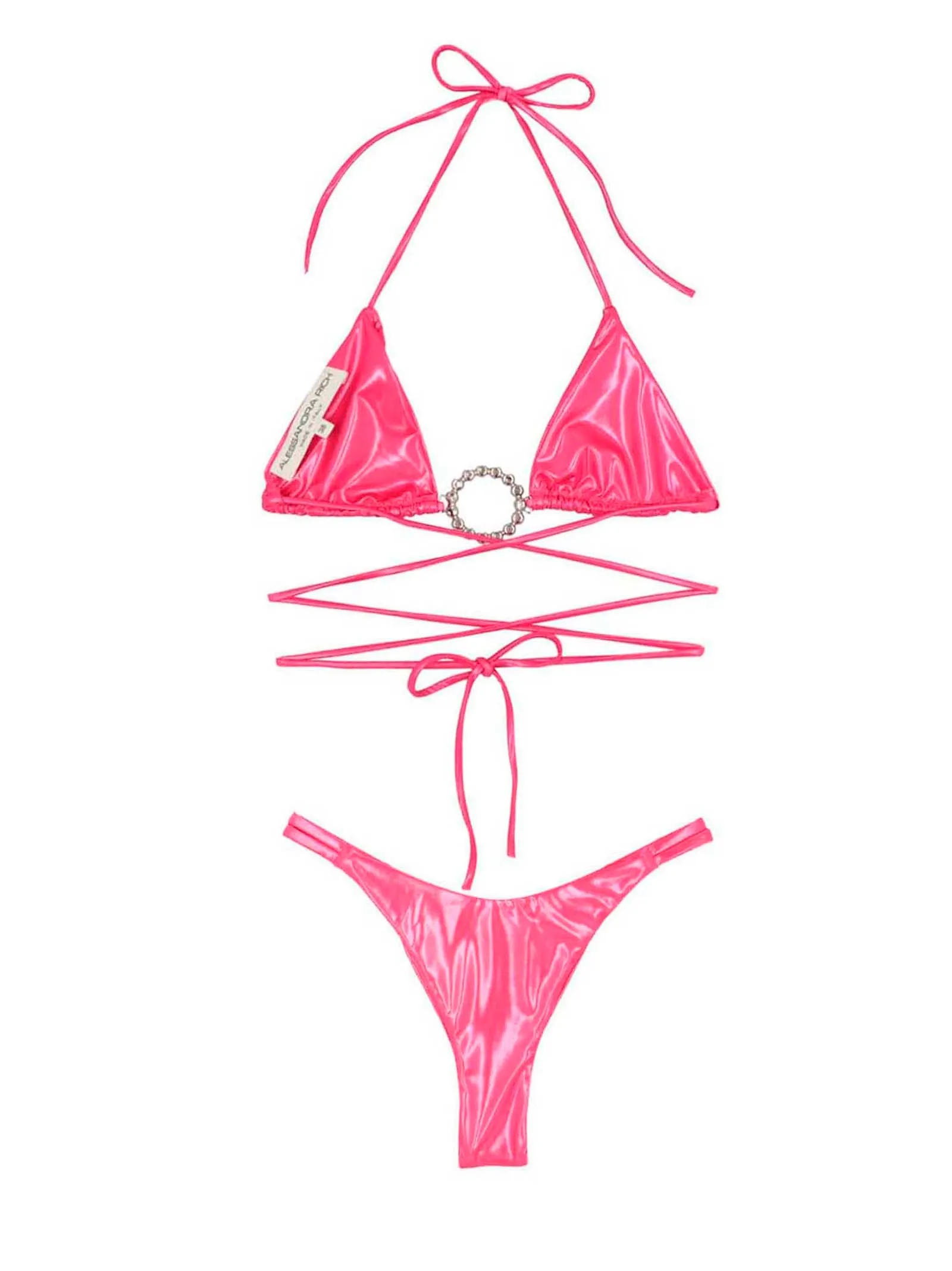 Alessandra Rich Laminate Crystal Embellished Halterneck Bikini Set