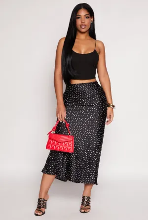 Almost Famous Satin Printed Pattern Midi Skirt