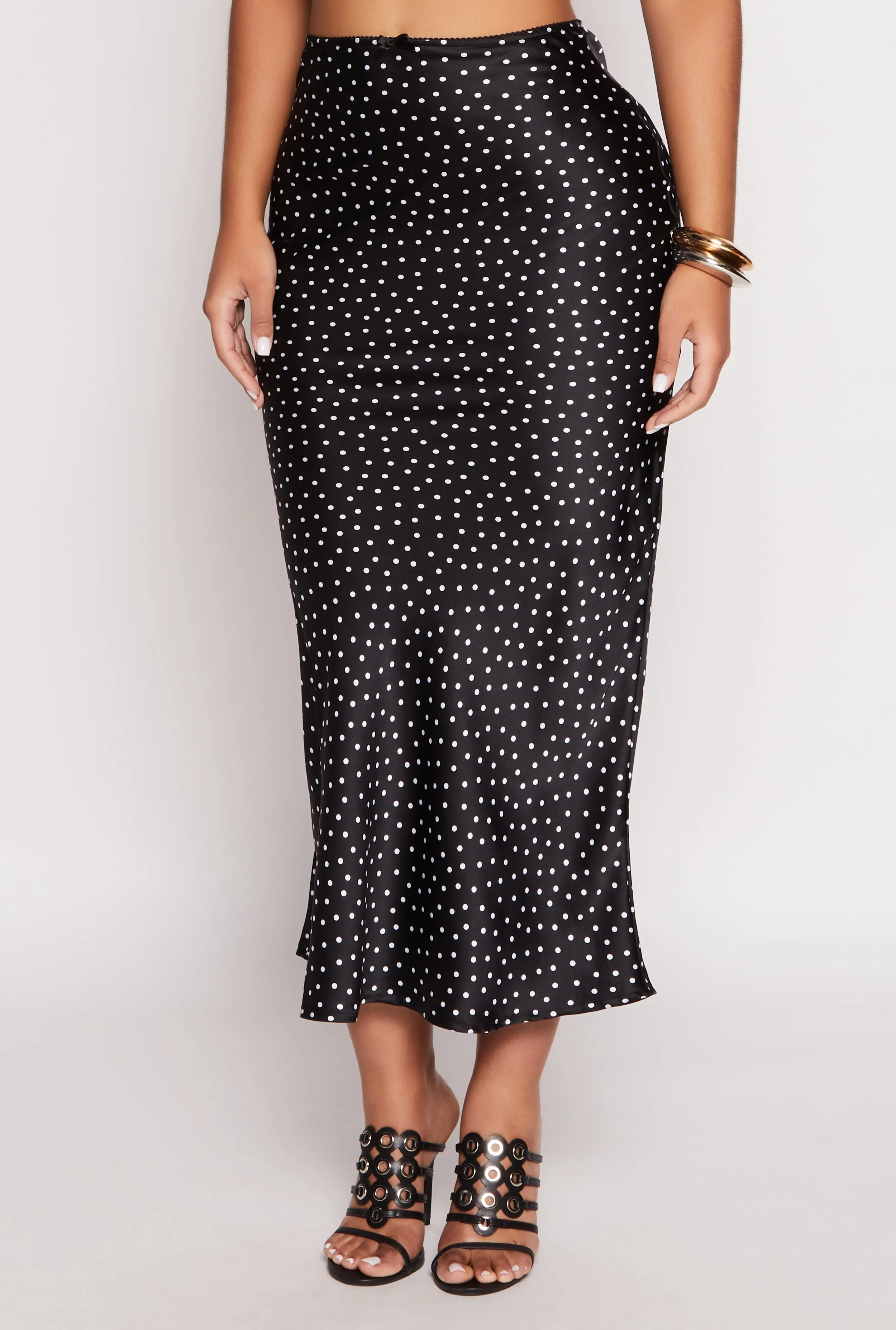 Almost Famous Satin Printed Pattern Midi Skirt