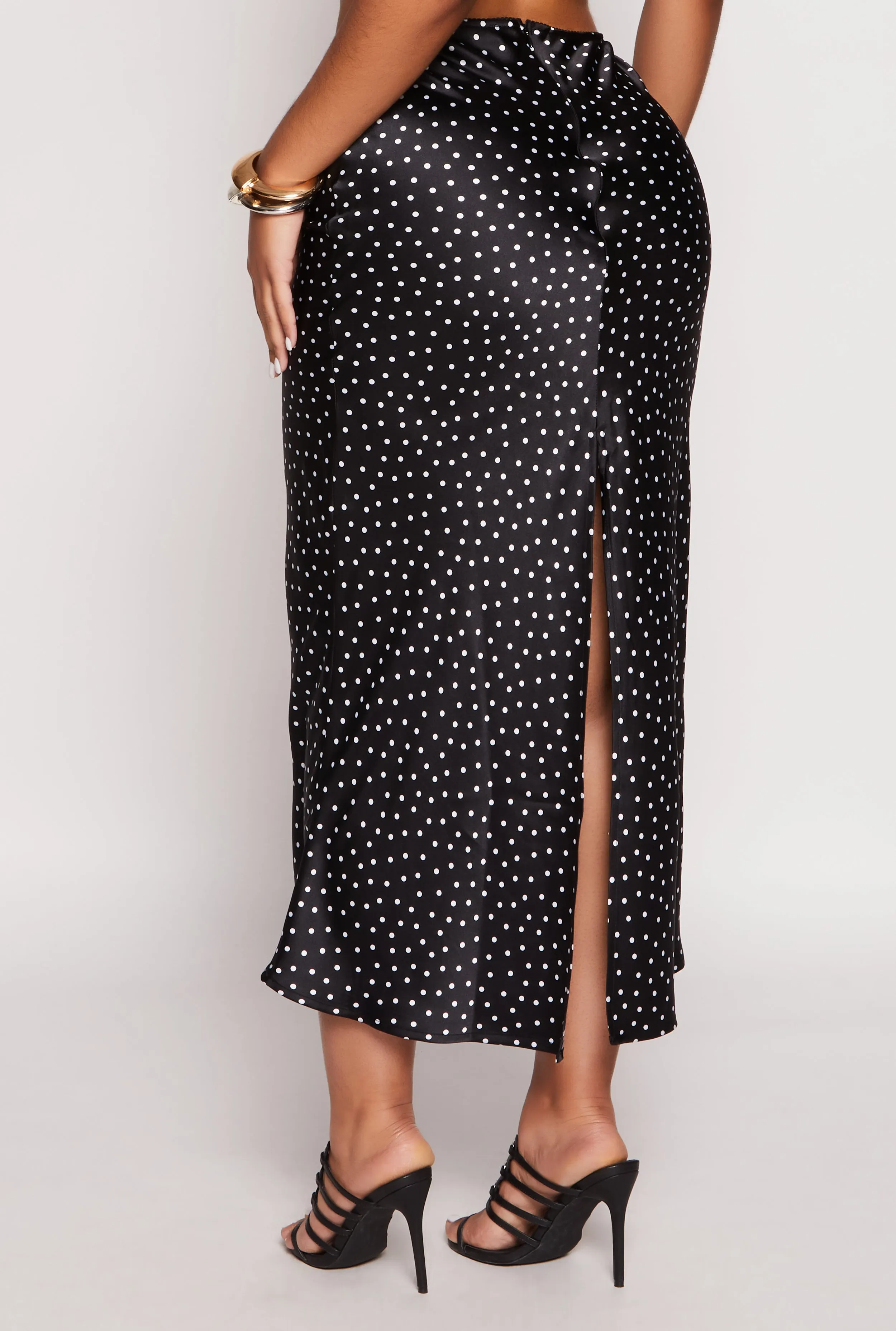 Almost Famous Satin Printed Pattern Midi Skirt