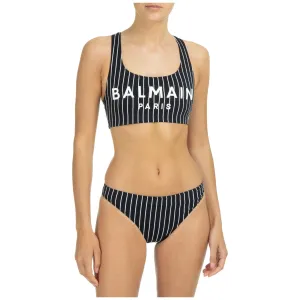 Balmain Stripe Printed Stretched Bikini Set