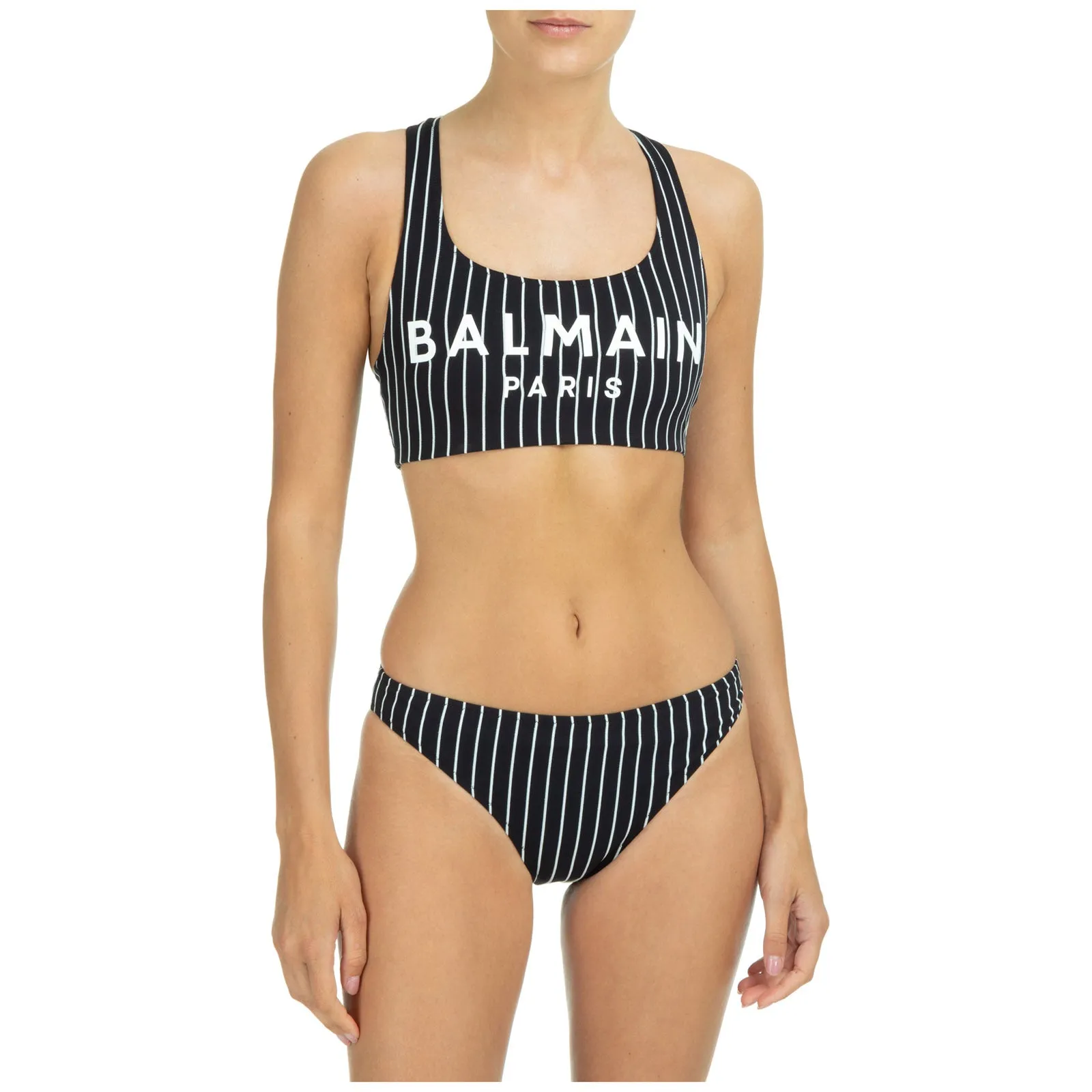Balmain Stripe Printed Stretched Bikini Set