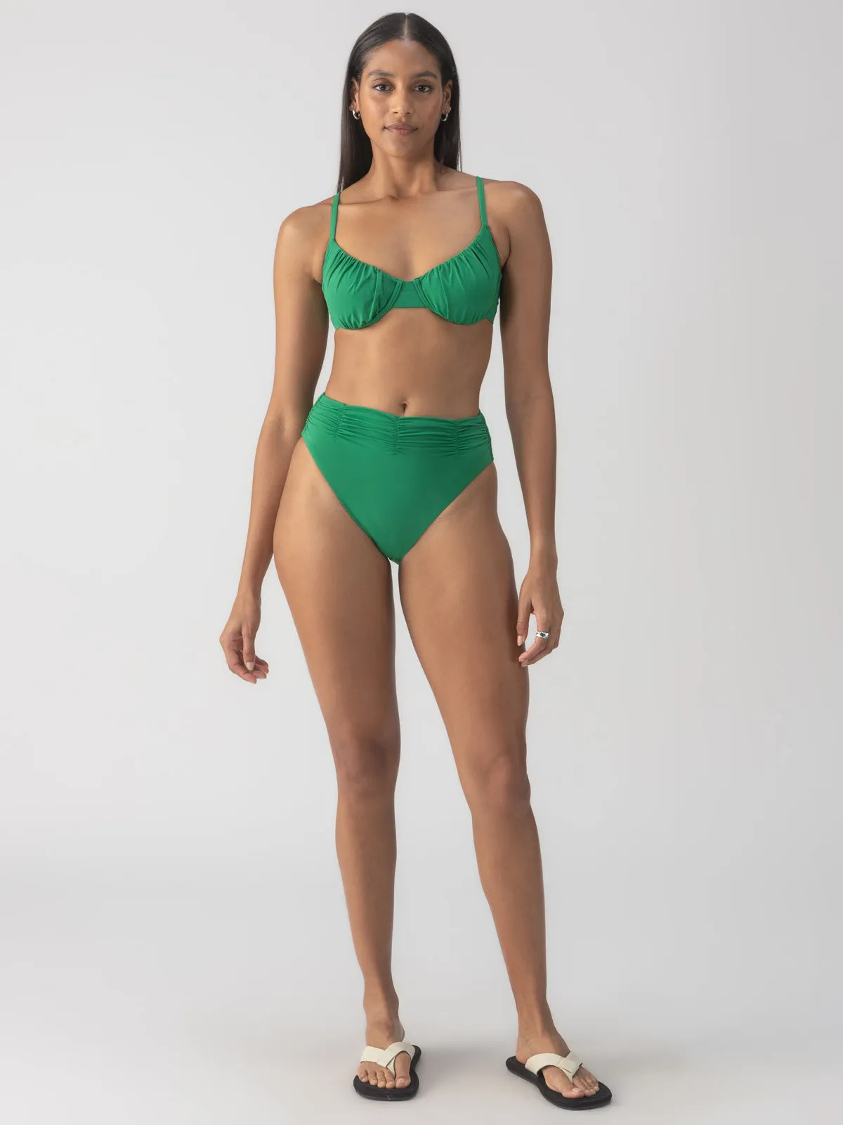 Beach Goddess Excess Shirr Cup Bikini Top Perky Palm
