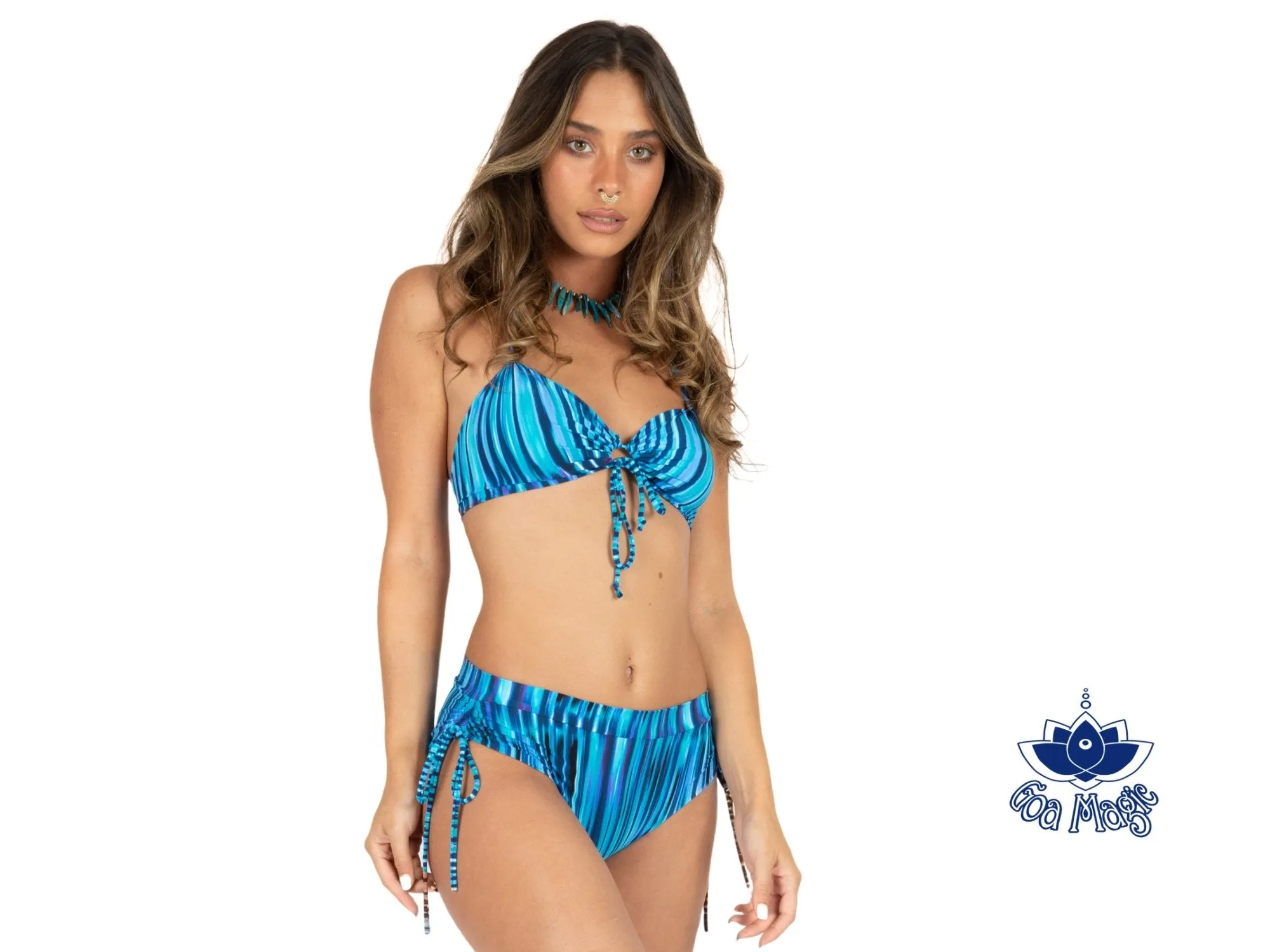 Clearance - Printed Turquoise Cheeky Booty Bikini Set For Women "ANGIE"