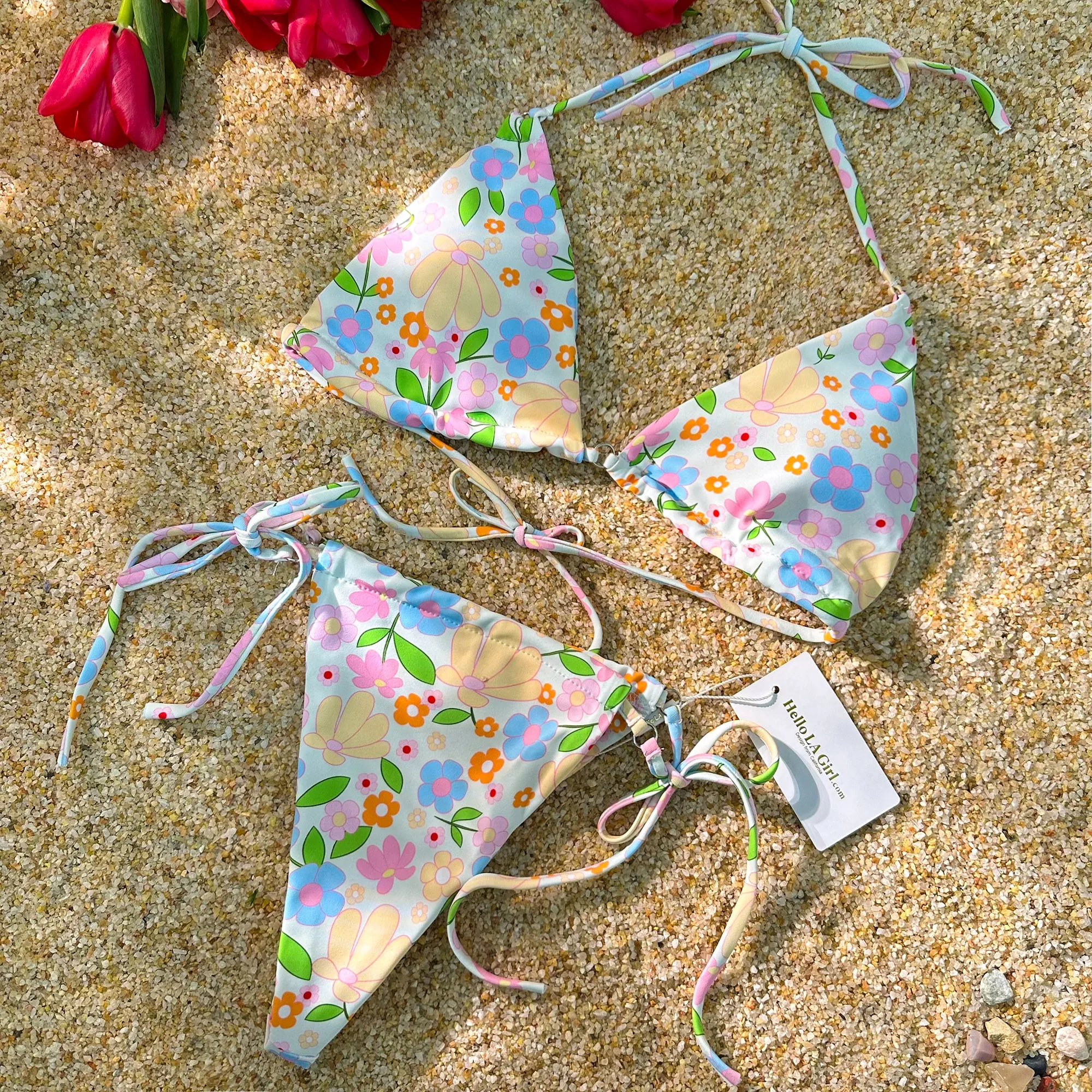Colored Digital Printing Double Fabric Bikini Set