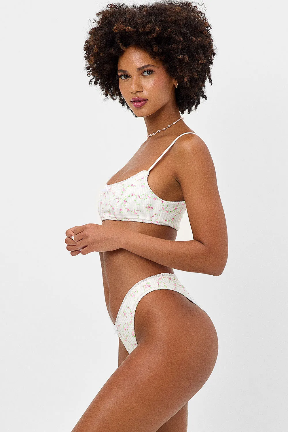 Dallas Waffle Bralette Bikini Top - Day Lily