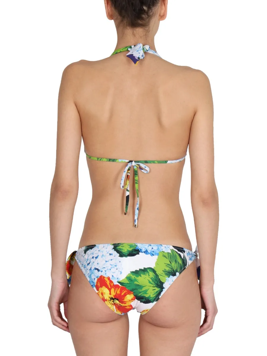 Dolce & Gabbana Allover Floral Print Halterneck Bikini