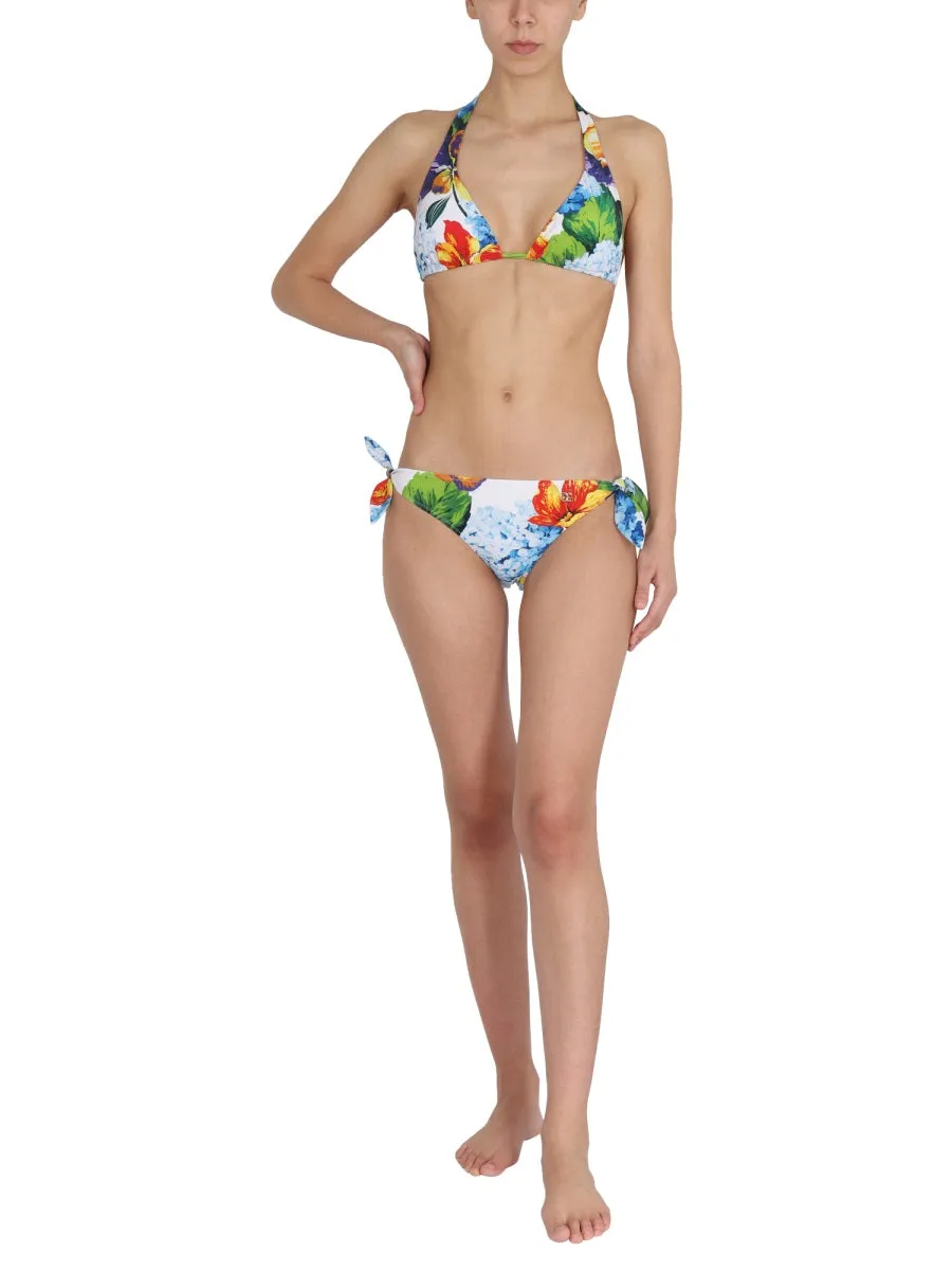 Dolce & Gabbana Allover Floral Print Halterneck Bikini