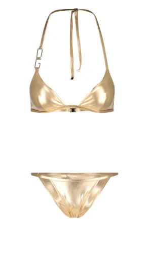 Dolce & Gabbana Logo Plaque Halterneck Bikini Set