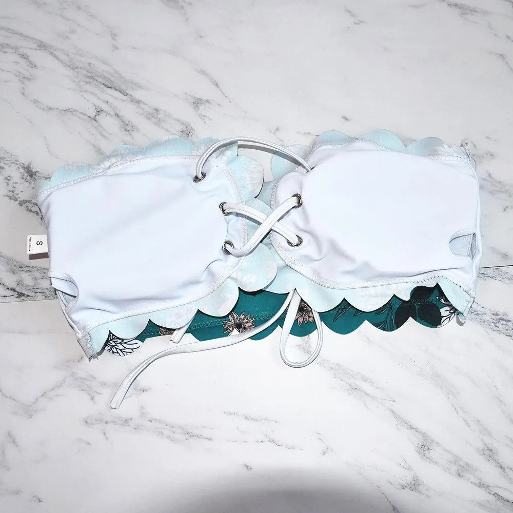 Explosive ruffled bikini print swimsuit