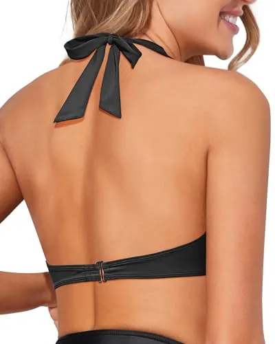 Halter Mesh V-Neck Bikini Top