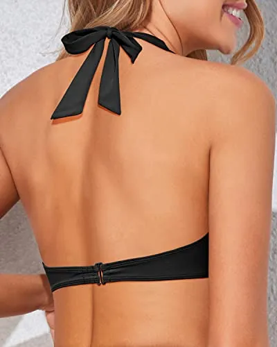 Halter Swimsuit Top Only Women's Push Up Bikini Top