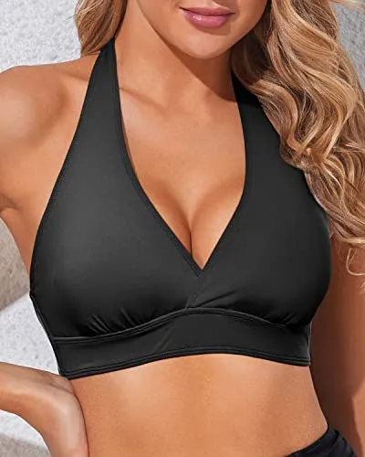 Halter Swimsuit Top Only Women's Push Up Bikini Top