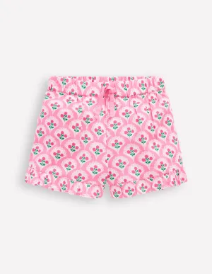 Juniper Woven Frill Shorts-Pink Rose Woodblock Floral