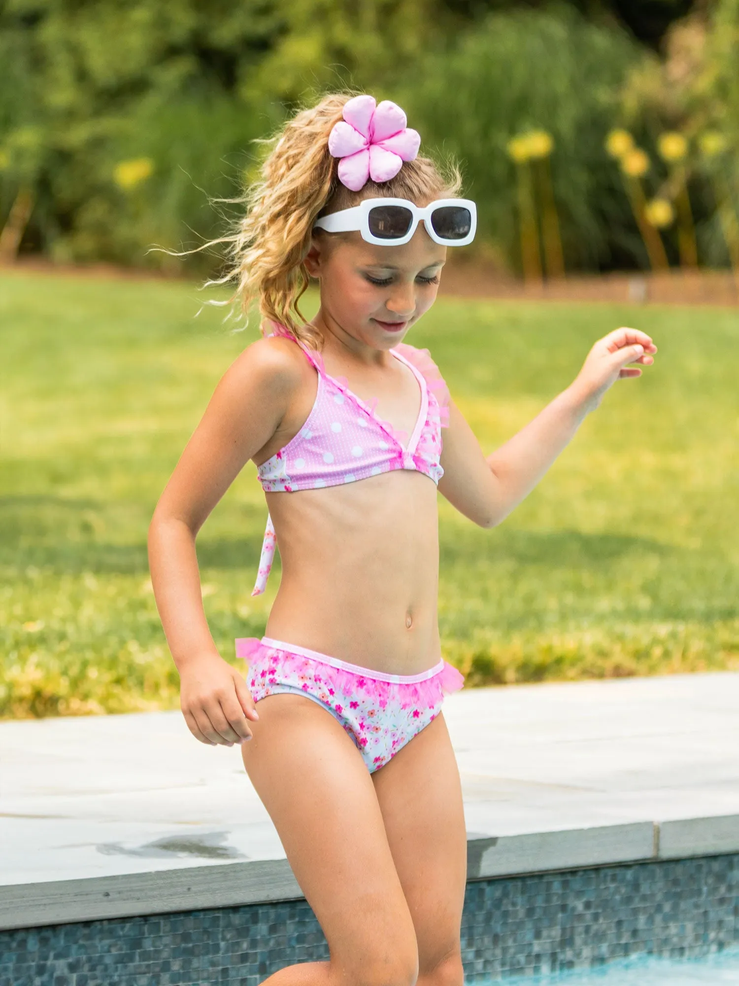 Krista Ruffle Floral Printed Bikini Swimsuit