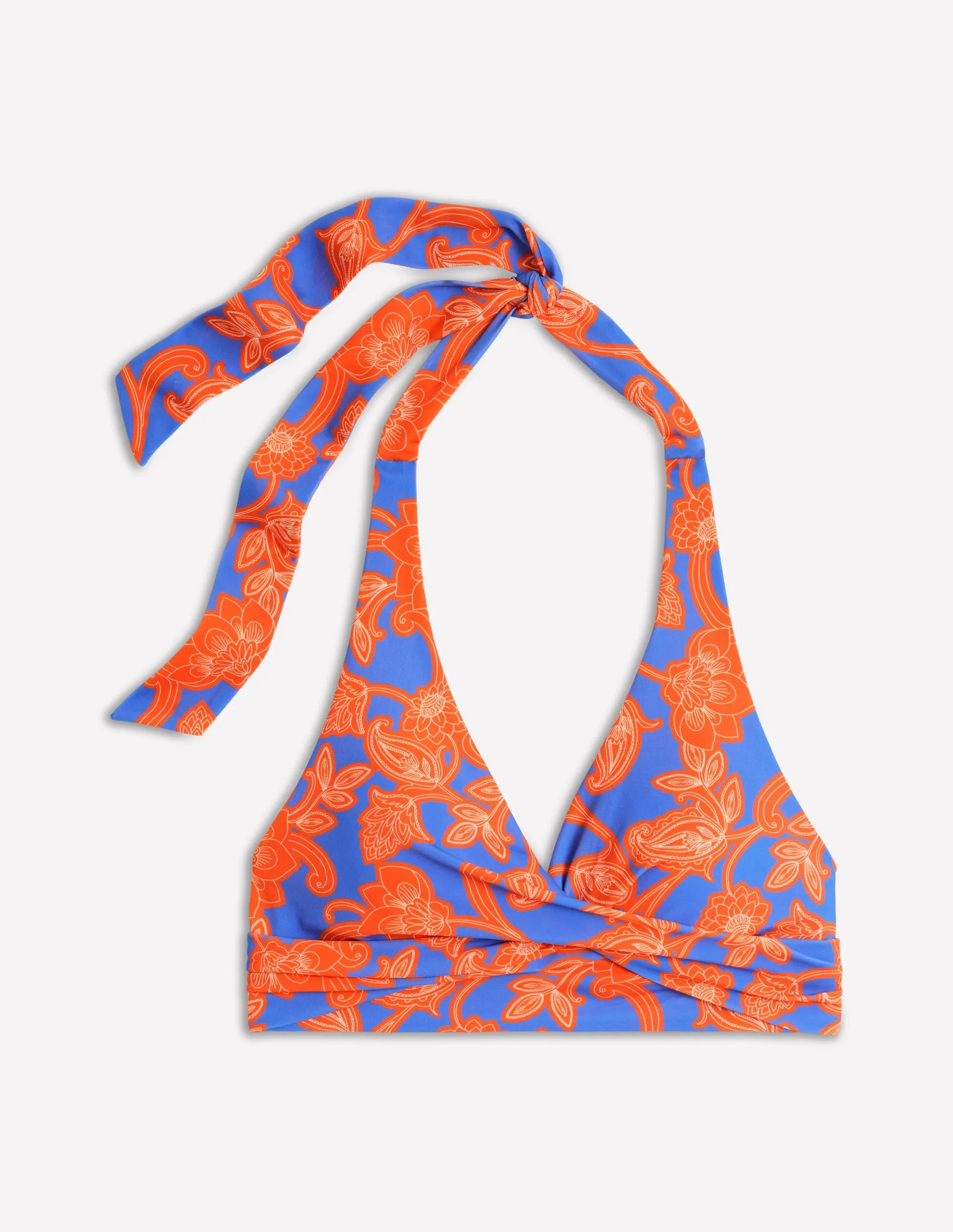 Levanzo Halter Bikini Top-Jaffa Orange. Paisley Whirl