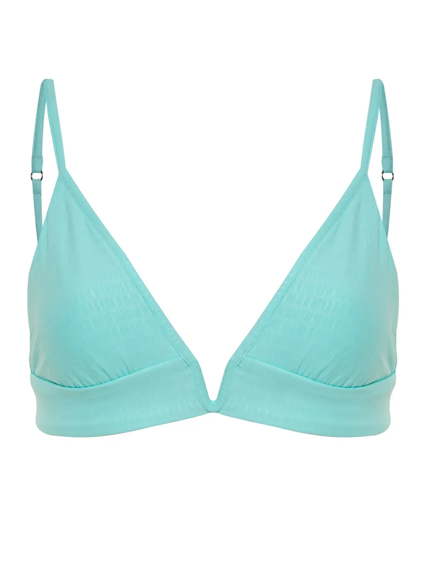 Maaji Sea Turquoise Paradiso Eyelet Long Line Triangle Bikini Top