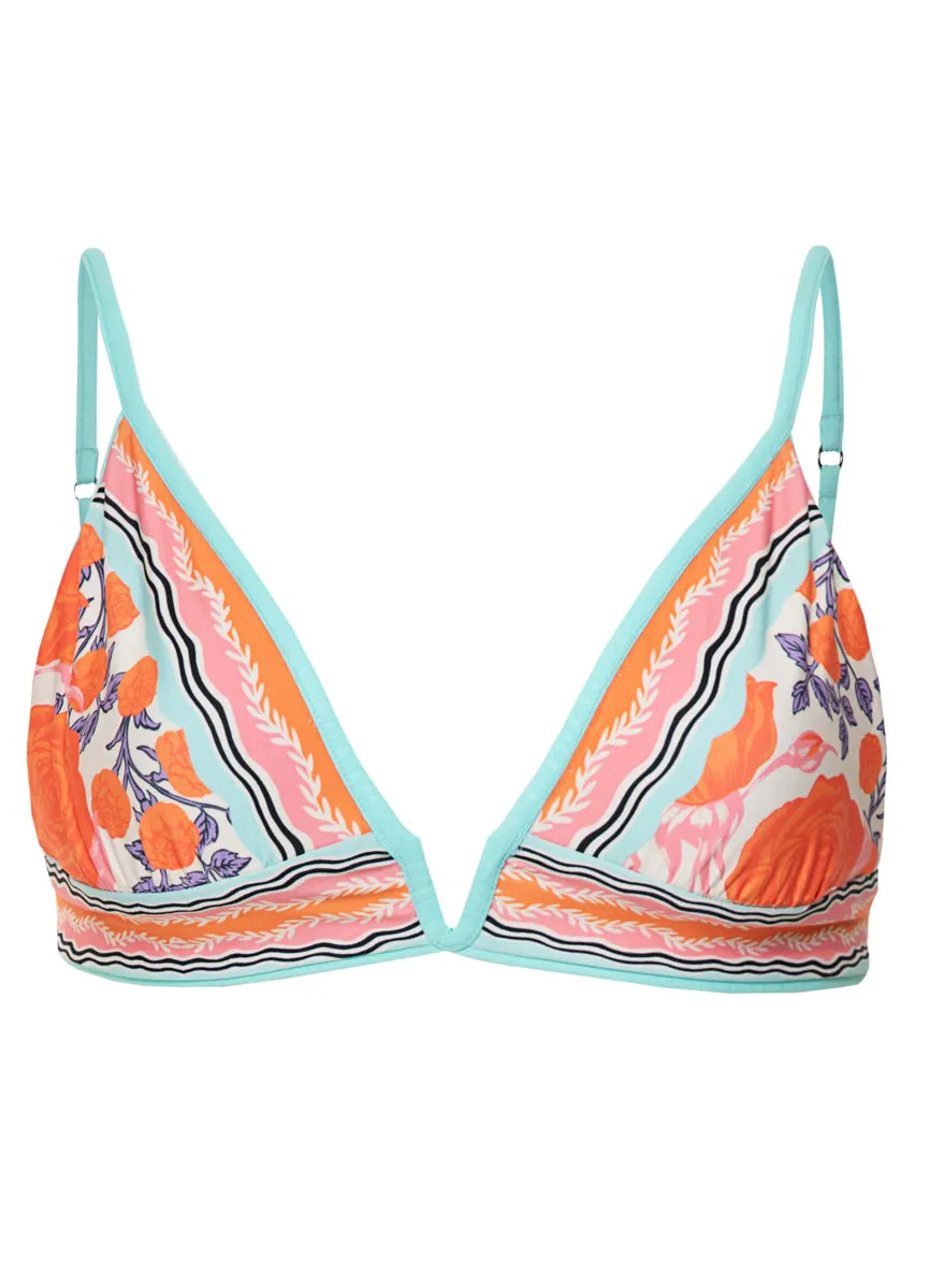 Maaji Sea Turquoise Paradiso Eyelet Long Line Triangle Bikini Top