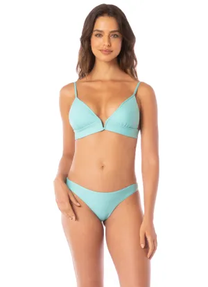 Maaji Sea Turquoise Paradiso Eyelet Long Line Triangle Bikini Top