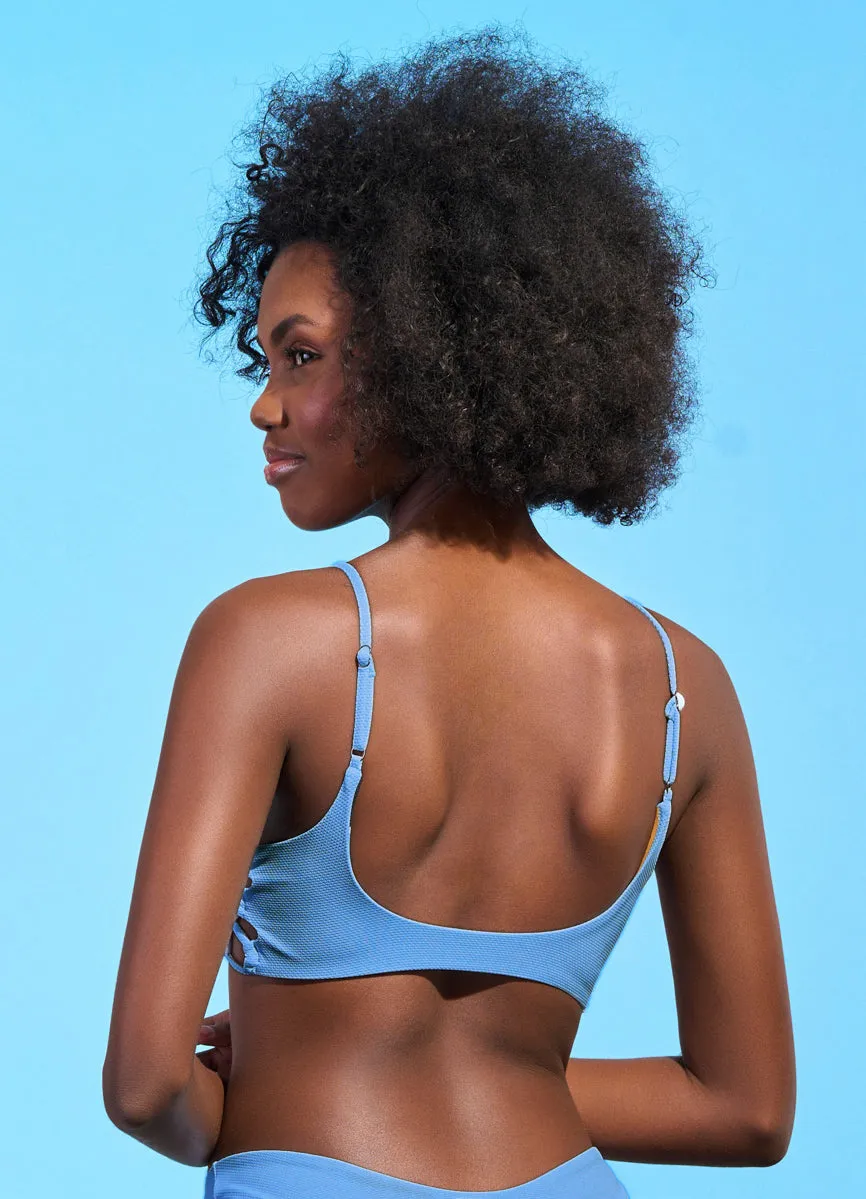 Maaji Stone Blue Gliter Sporty Bralette Bikini Top