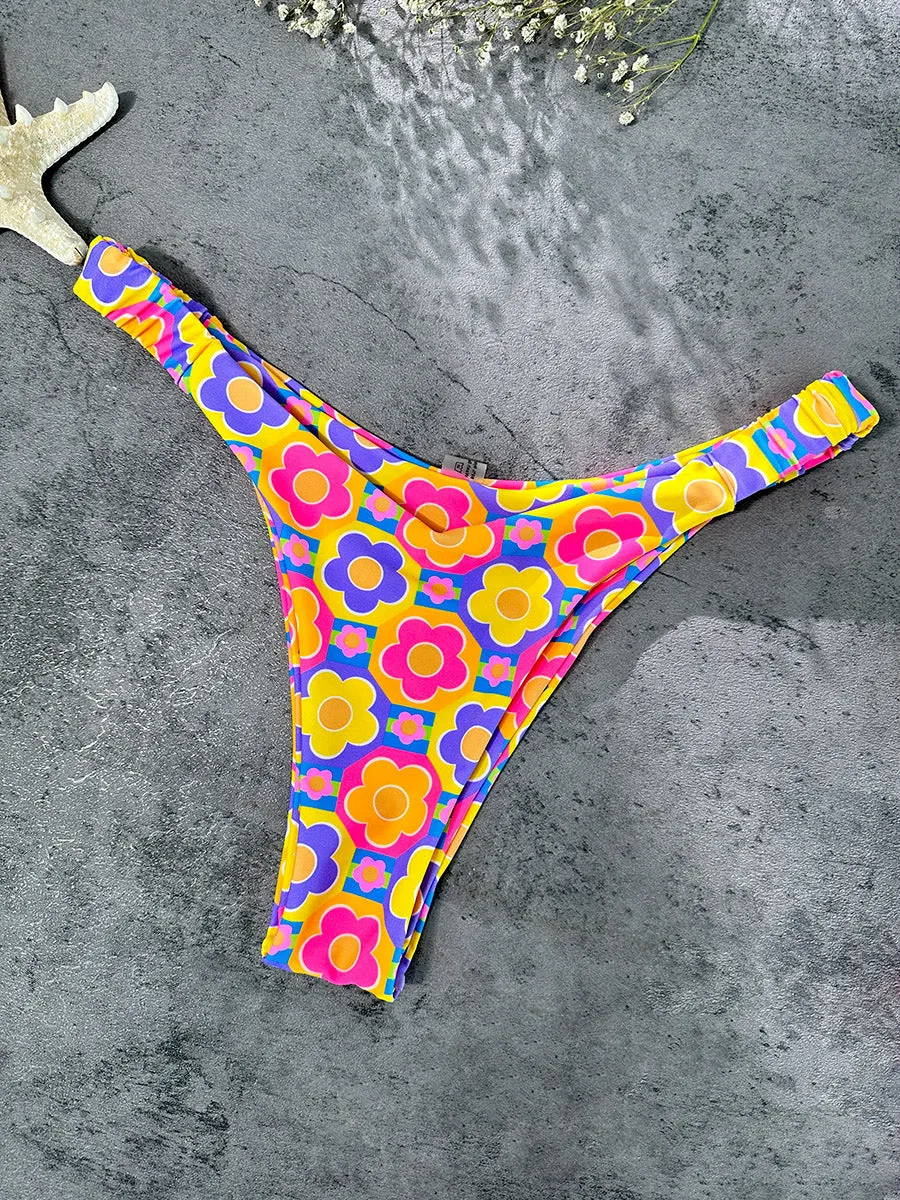 Multi Floral Print Double layer Bikini Set