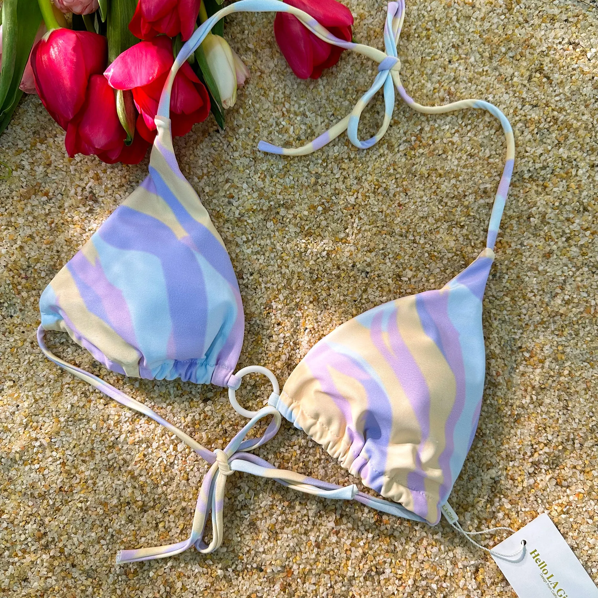 Purple Digital PrintingDouble Fabric Bikini Set