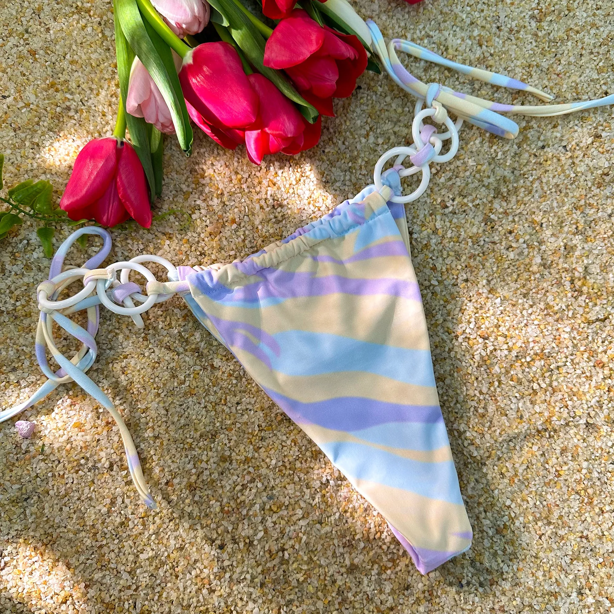 Purple Digital PrintingDouble Fabric Bikini Set