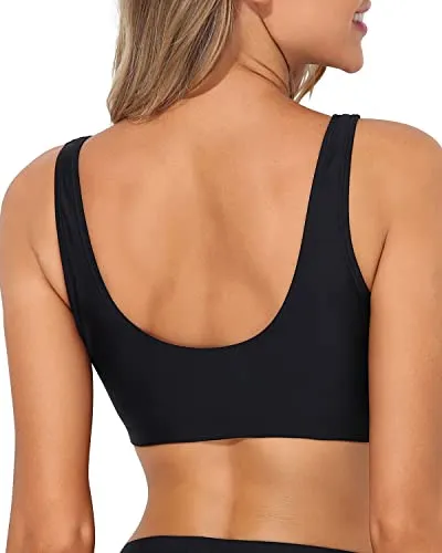 Push Up Tank Bikini Top For Teen Girls-Black