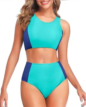 Racerback Athletic Crop Top & High Waist Two Piece Set
