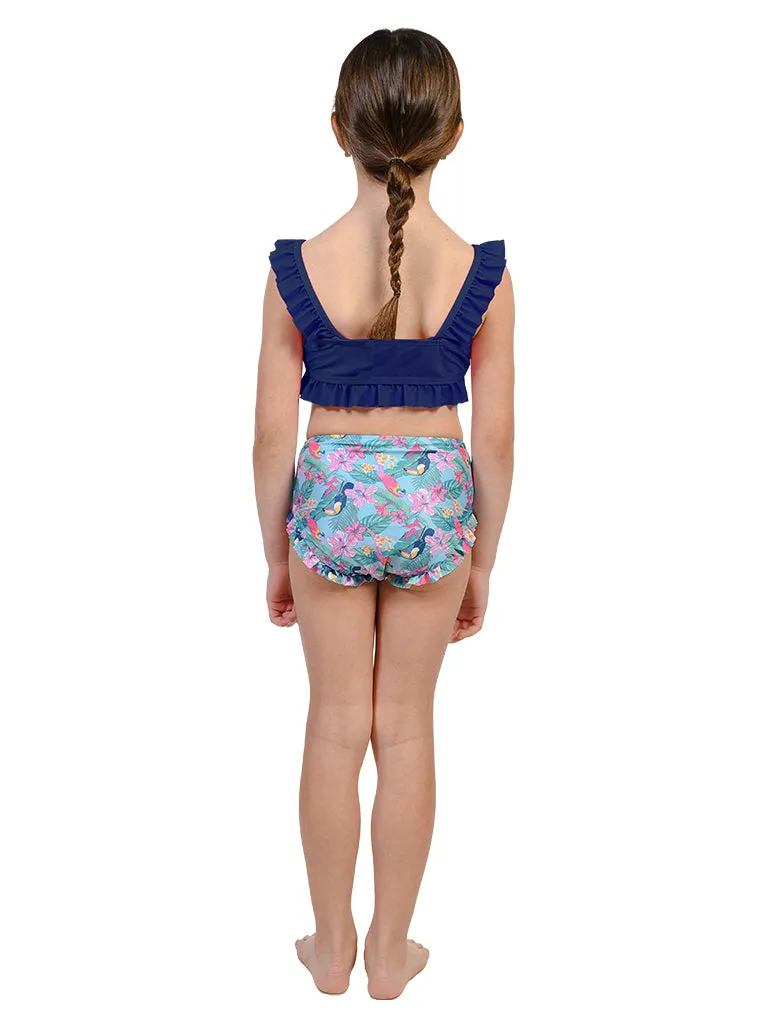 Ruffle top bikini for girls