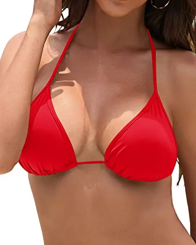 Sexy Halter Swimsuit Top String Bathing Suits Top For Ladie-Red