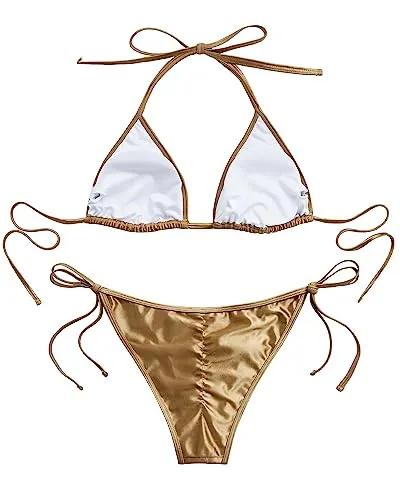 Sexy Triangle String Halter Two Piece Swimsuits