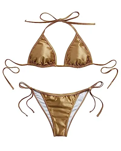 Sexy Triangle String Halter Two Piece Swimsuits