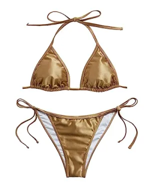 Sexy Triangle String Halter Two Piece Swimsuits