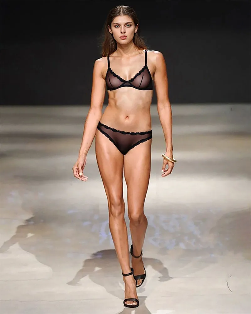 Sheer Tulle Demi Bra Panty Set
