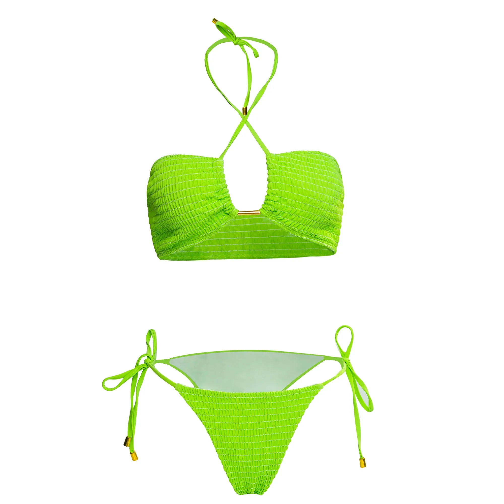 Solid Color Metal Sexy Bikini Set