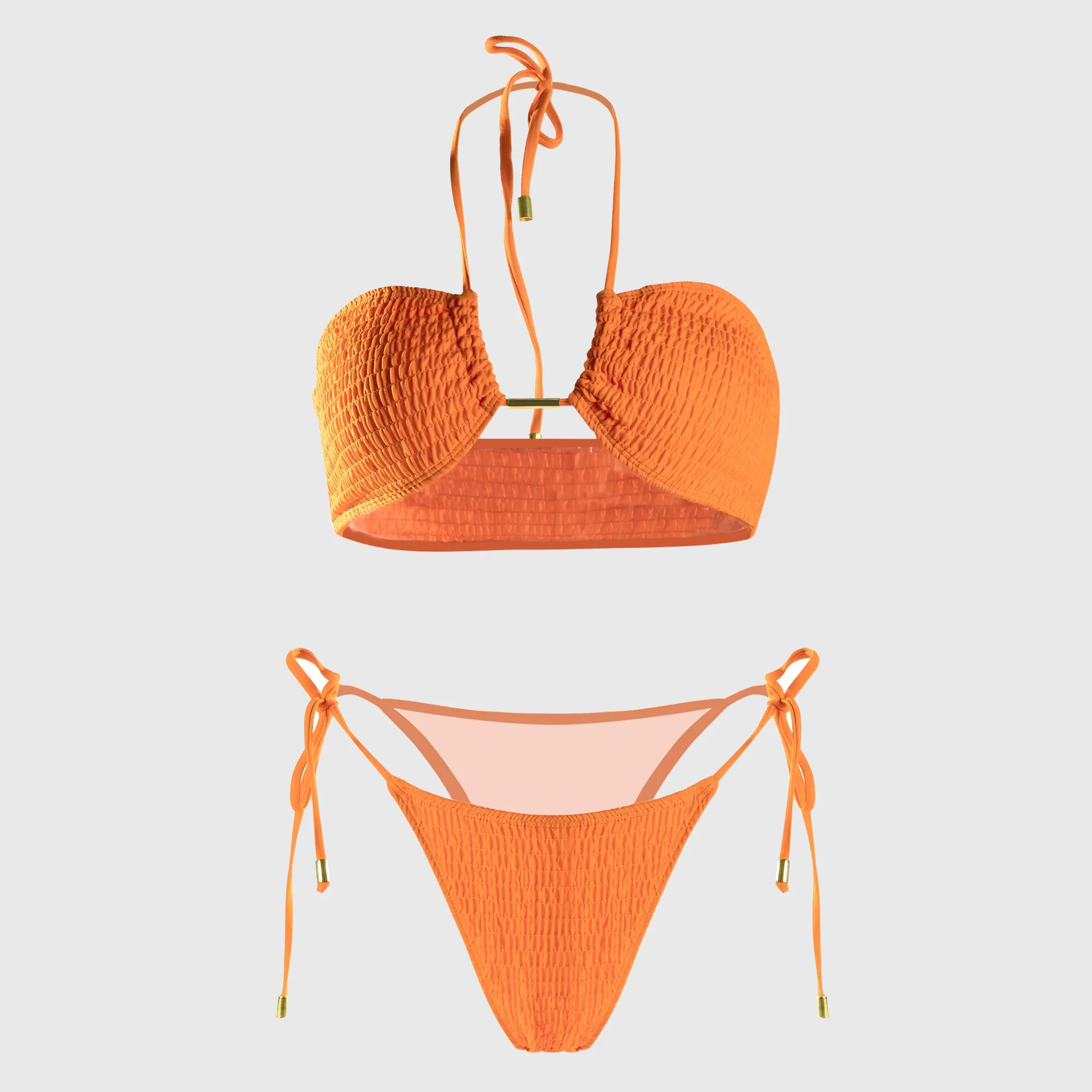 Solid Color Metal Sexy Bikini Set