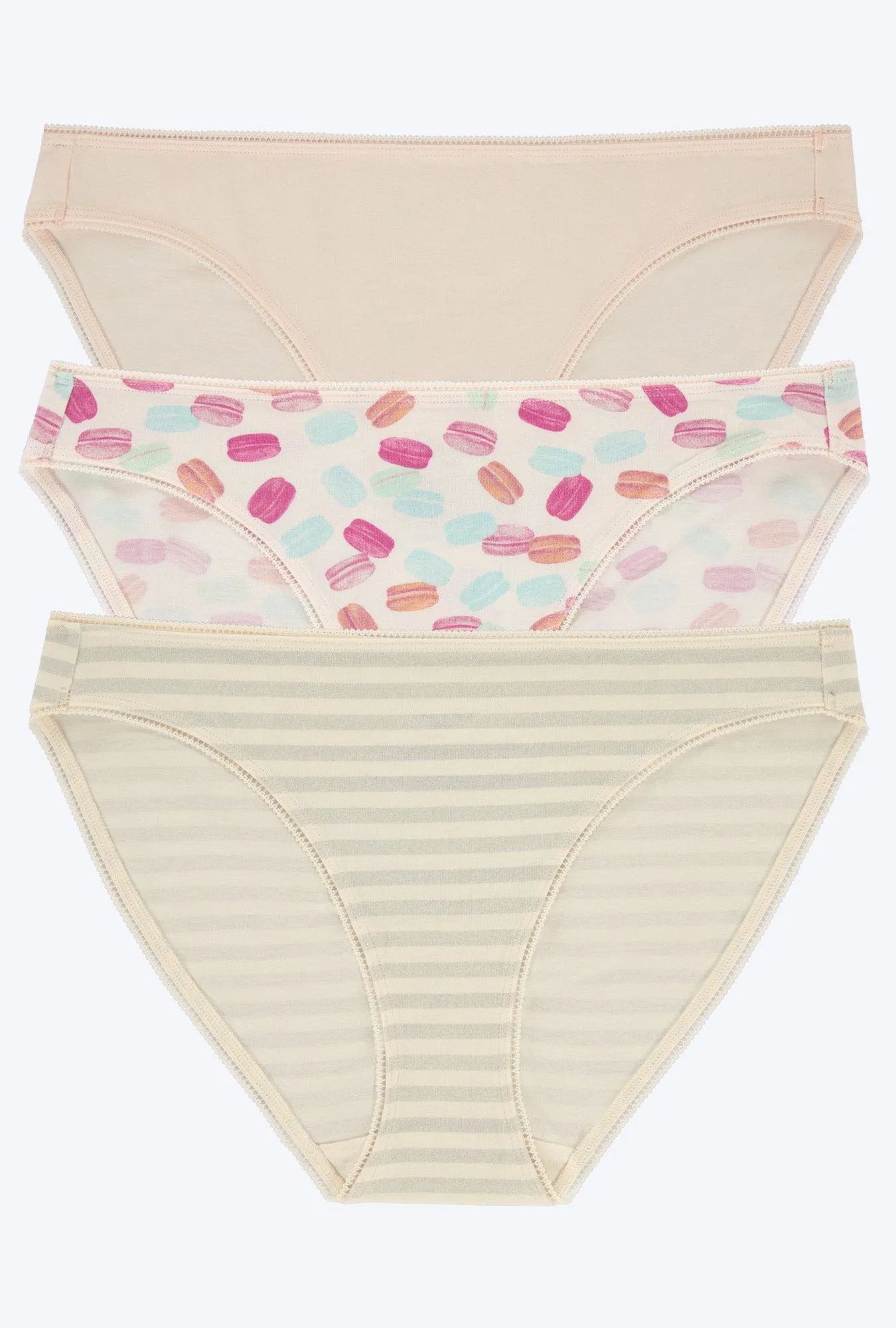 Stretch Jersey Bikini Underwear 3 Pack-Marshmallow Treat Yourself  Mini Stripe