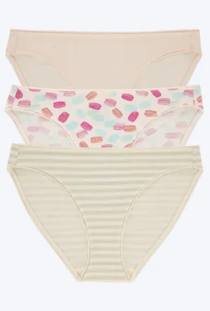 Stretch Jersey Bikini Underwear 3 Pack-Marshmallow Treat Yourself  Mini Stripe