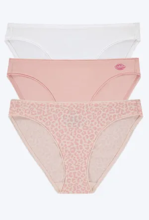 Stretch Jersey Bikini Underwear 3 Pack-White Blush Animal Instinct