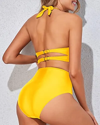 Stylish Two Piece Bikini Set For Women 2 Piece Bikini Bathing Suits-Neon Yellow