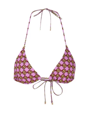 Tory Burch Monogram Print Halterneck Bikini Top