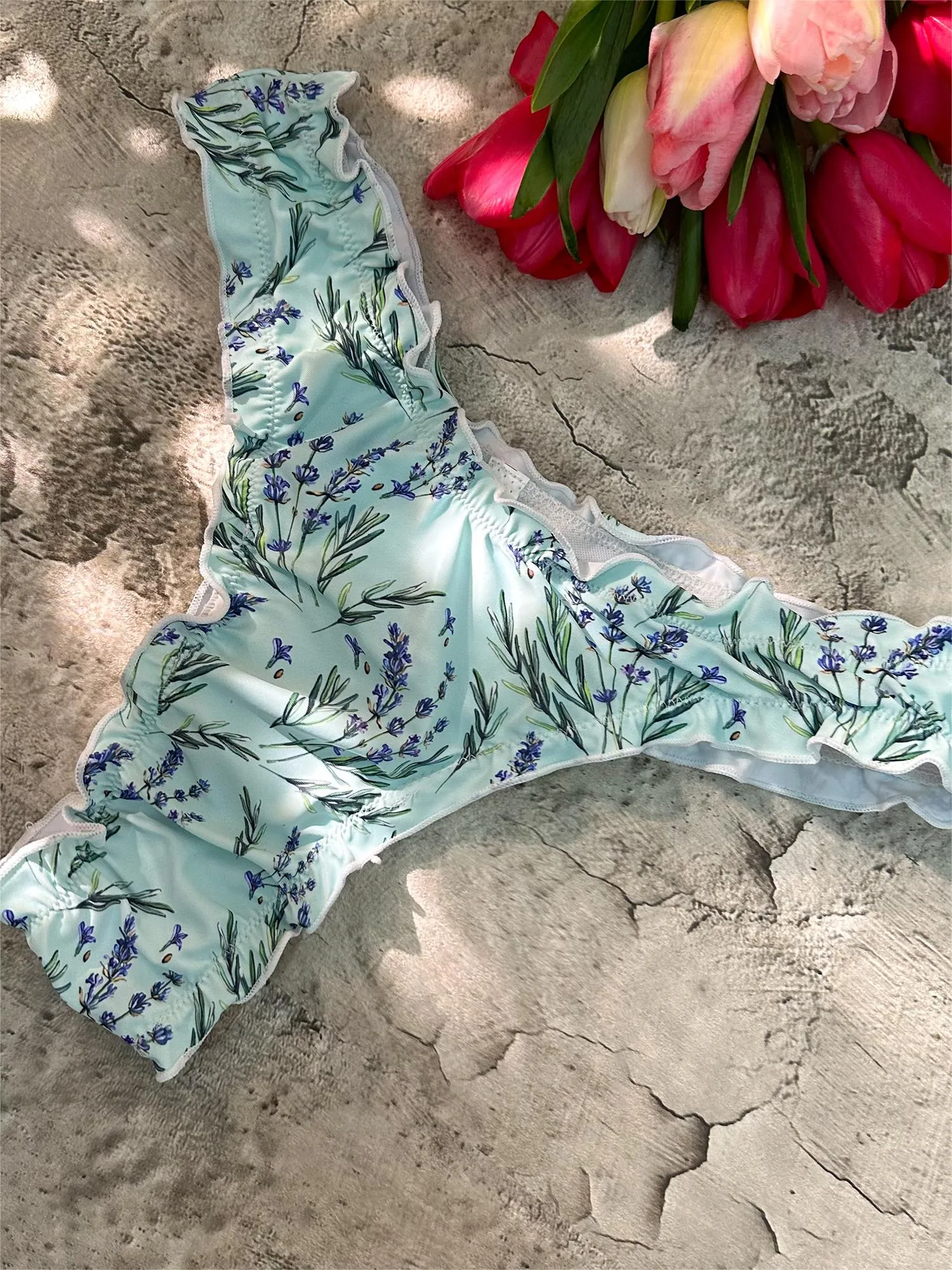 Wheat Digital Printing Lace Push Up Hollow Bikini Set