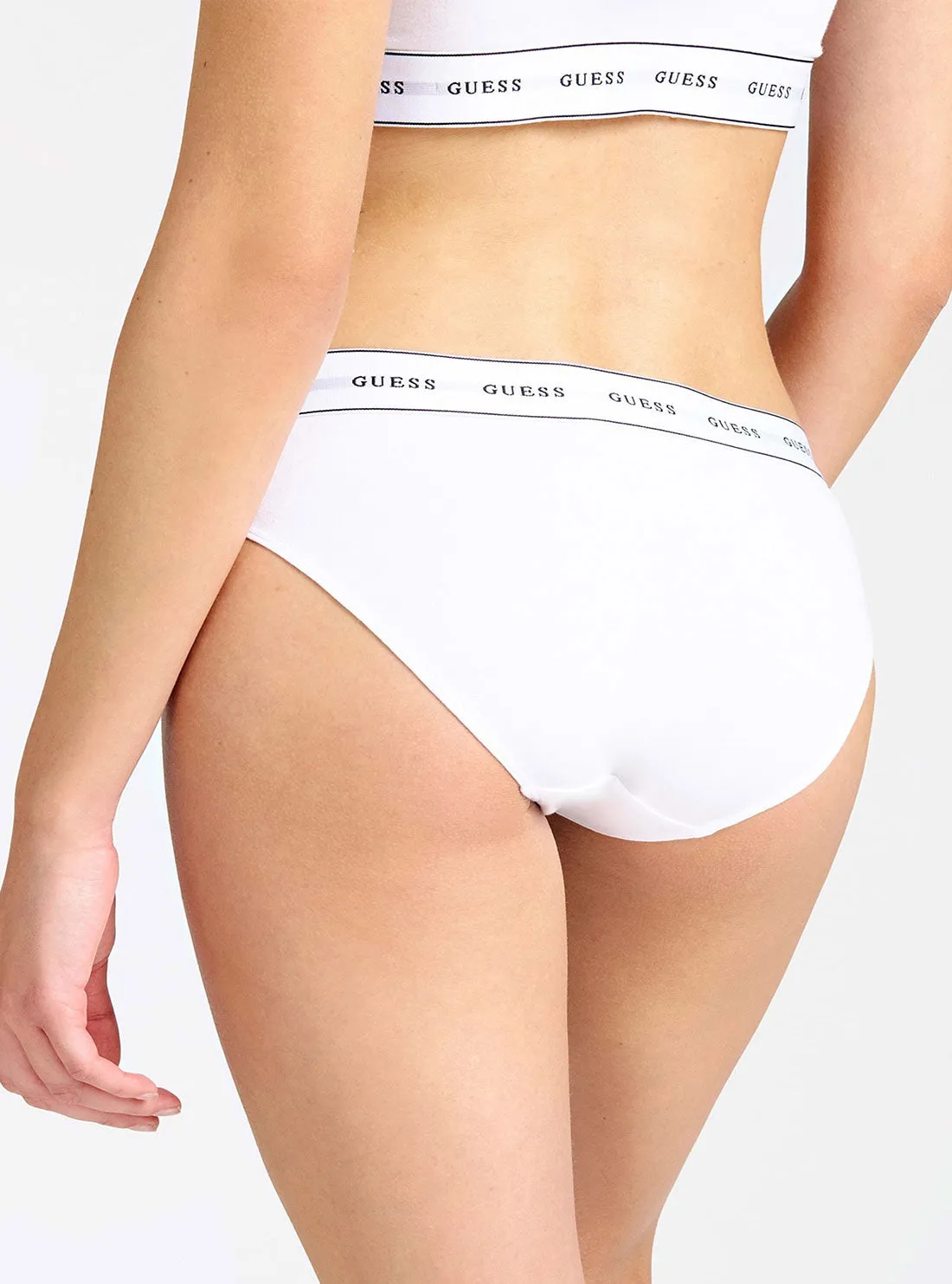 White Mid-Rise Logo Briefs