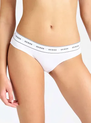 White Mid-Rise Logo Briefs