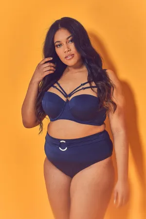 Wolf & Whistle Navy Underwired Bikini Top Curve