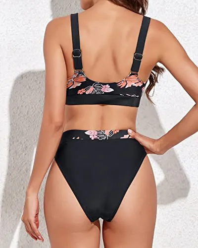 Women's Two Piece Bathing Suits Tummy Control Blouson Tankini Swimsuits